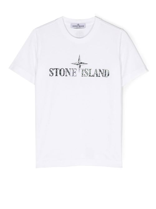 T shirt bianca con stampa STONE ISLAND KIDS | 781621073V0001